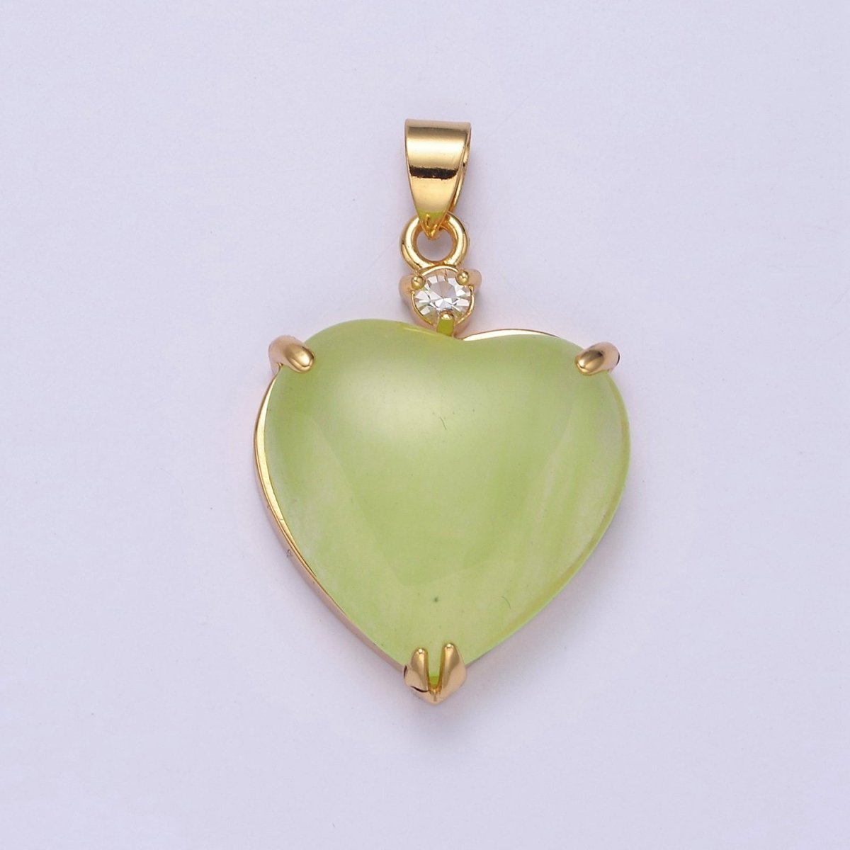 14k Gold Filled Jade Heart Pendant Puffy Heart Charm W-625~W-628 - DLUXCA