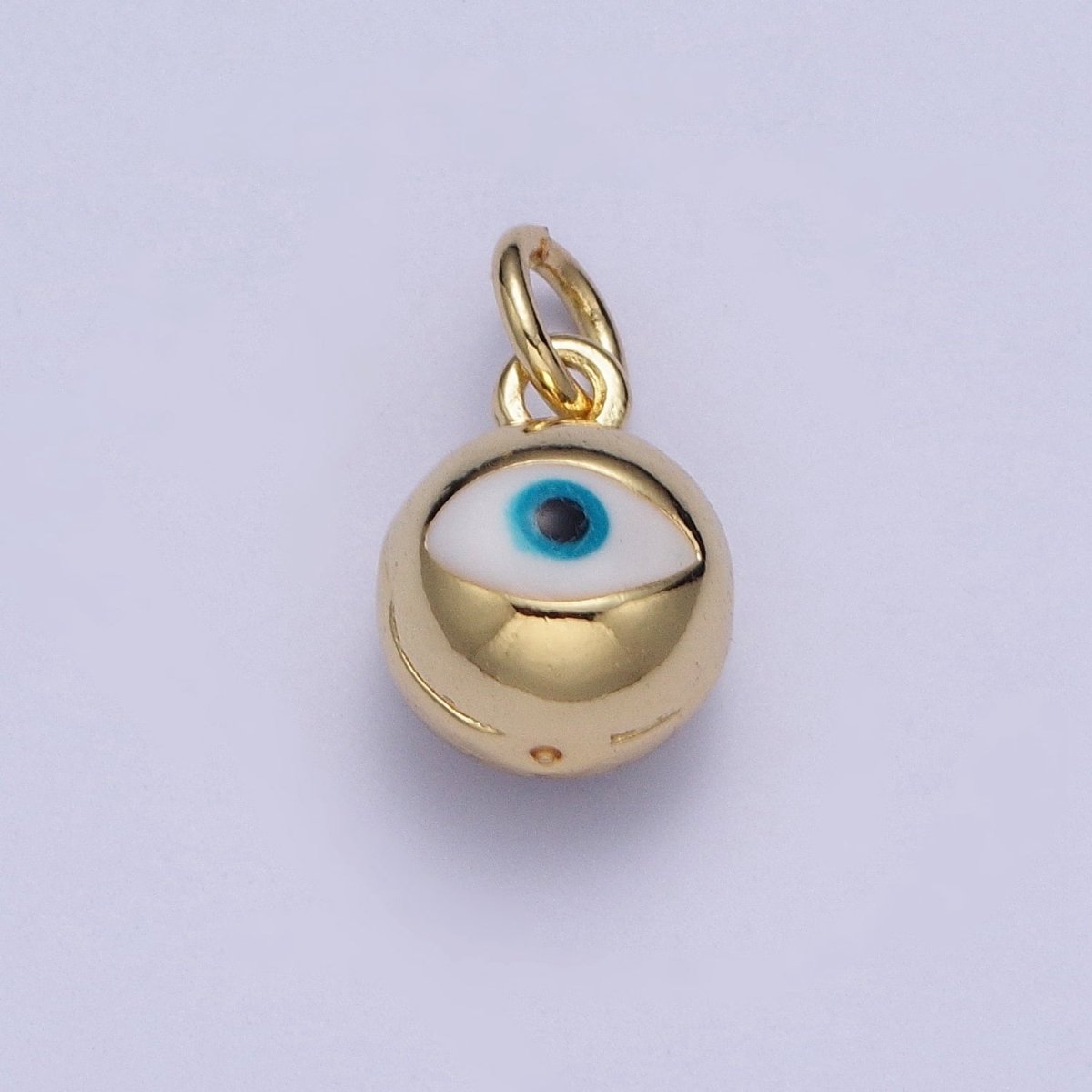 14K Gold Filled Jingle Bell Blue, White Evil Eye Charm of Bell for Amulet Jewelry Making | X-196 X-197 - DLUXCA