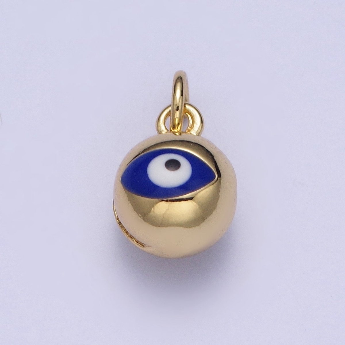 14K Gold Filled Jingle Bell Blue, White Evil Eye Charm of Bell for Amulet Jewelry Making | X-196 X-197 - DLUXCA