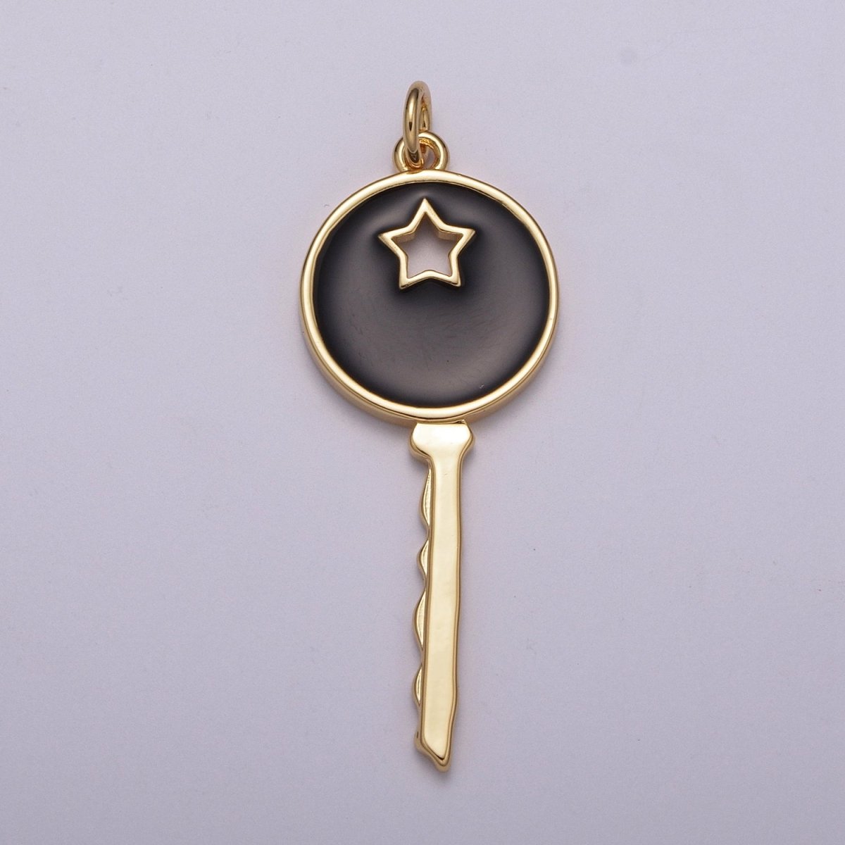 14K Gold Filled Key Pendant Enamel Key Charm Star Celestial Jewelry Making Crafting Supplies M-815 - M-817 - DLUXCA