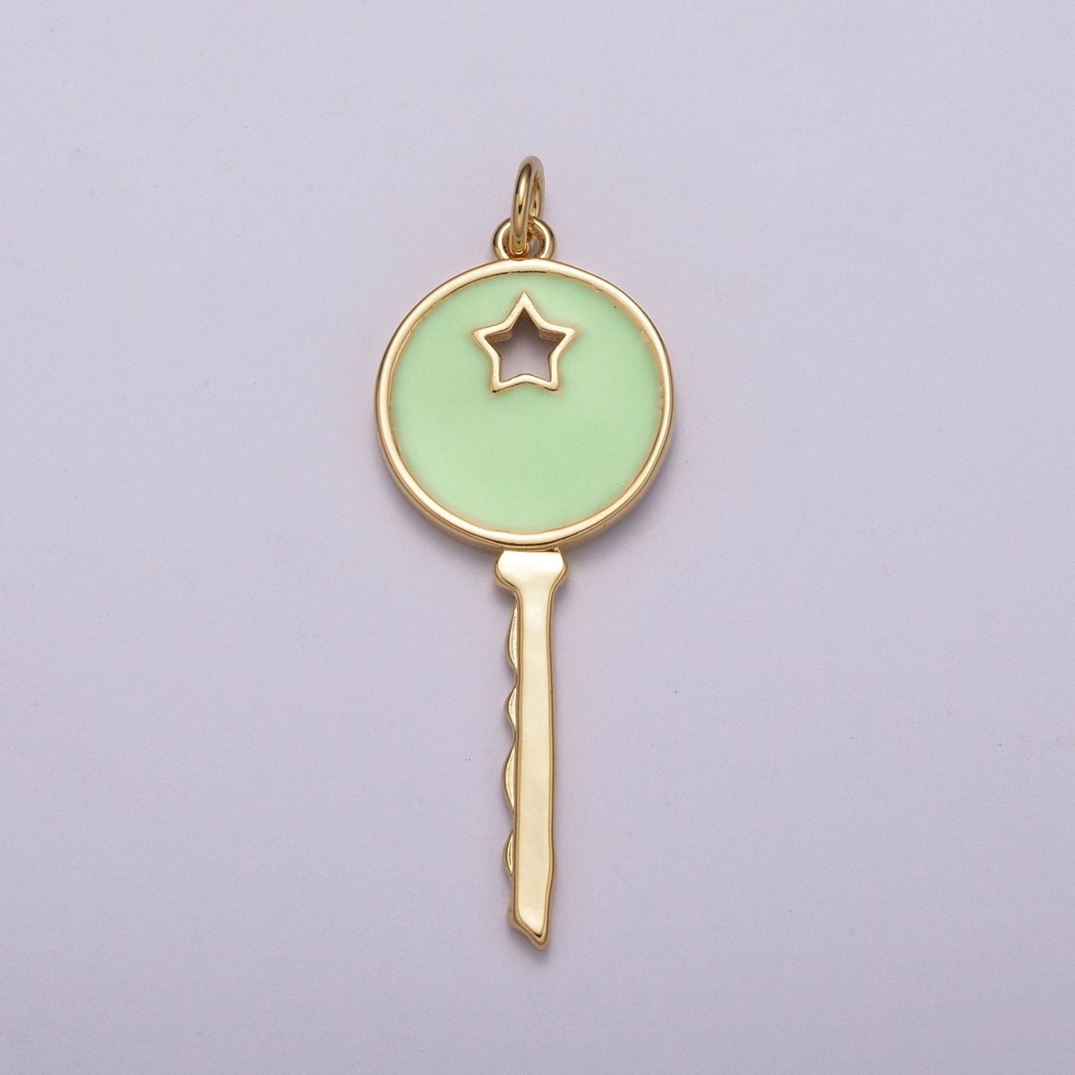 14K Gold Filled Key Pendant Enamel Key Charm Star Celestial Jewelry Making Crafting Supplies M-815 - M-817 - DLUXCA