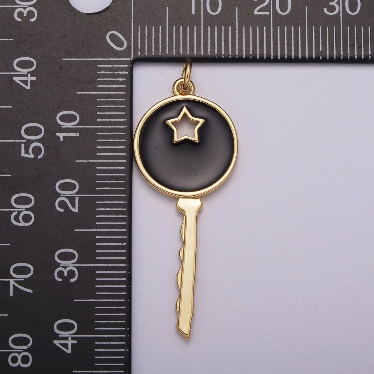 14K Gold Filled Key Pendant Enamel Key Charm Star Celestial Jewelry Making Crafting Supplies M-815 - M-817 - DLUXCA