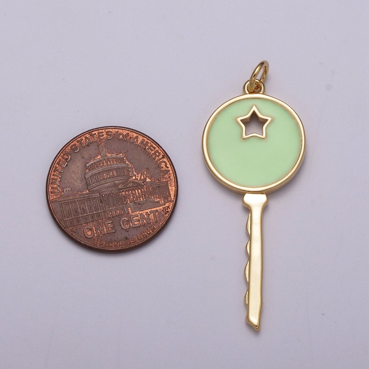 14K Gold Filled Key Pendant Enamel Key Charm Star Celestial Jewelry Making Crafting Supplies M-815 - M-817 - DLUXCA