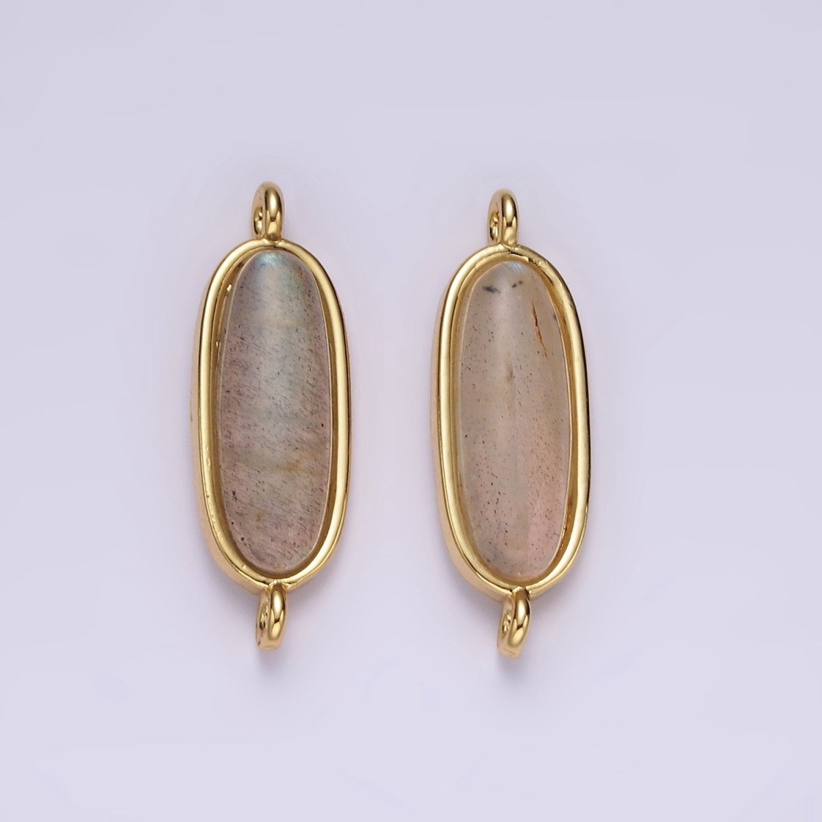 14K Gold Filled Labradorite Oblong Bezel Connector | G-823 - DLUXCA