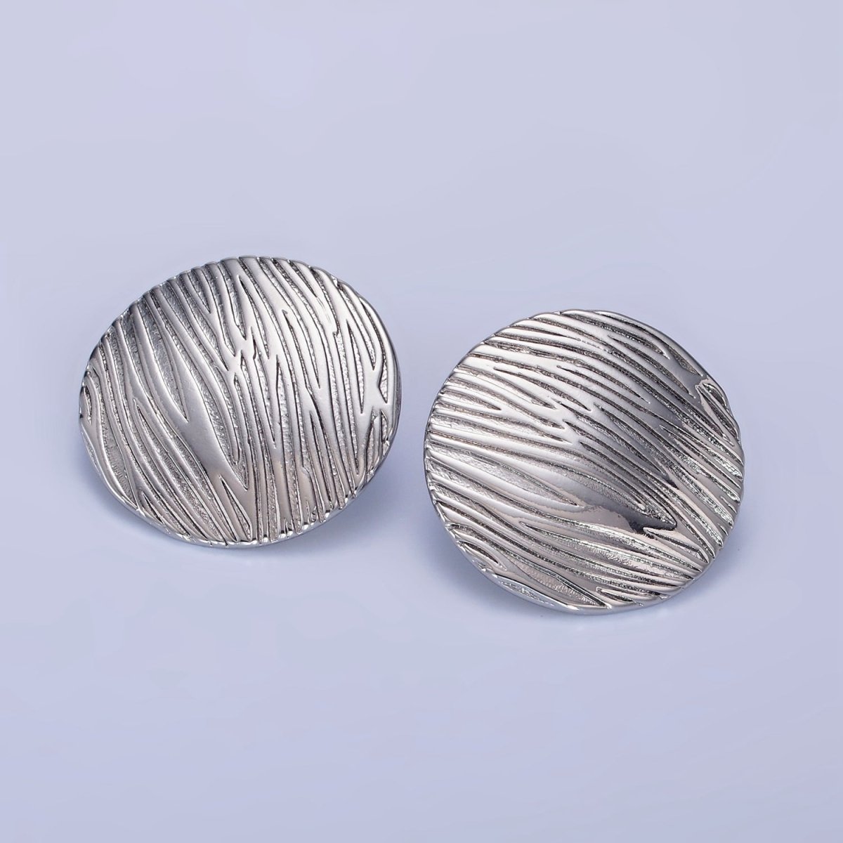 14K Gold Filled Line-Textured Round Stud Earrings in Gold & Silver | AB1298 AB1299 - DLUXCA