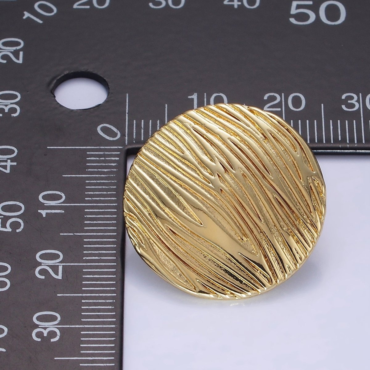 14K Gold Filled Line-Textured Round Stud Earrings in Gold & Silver | AB1298 AB1299 - DLUXCA