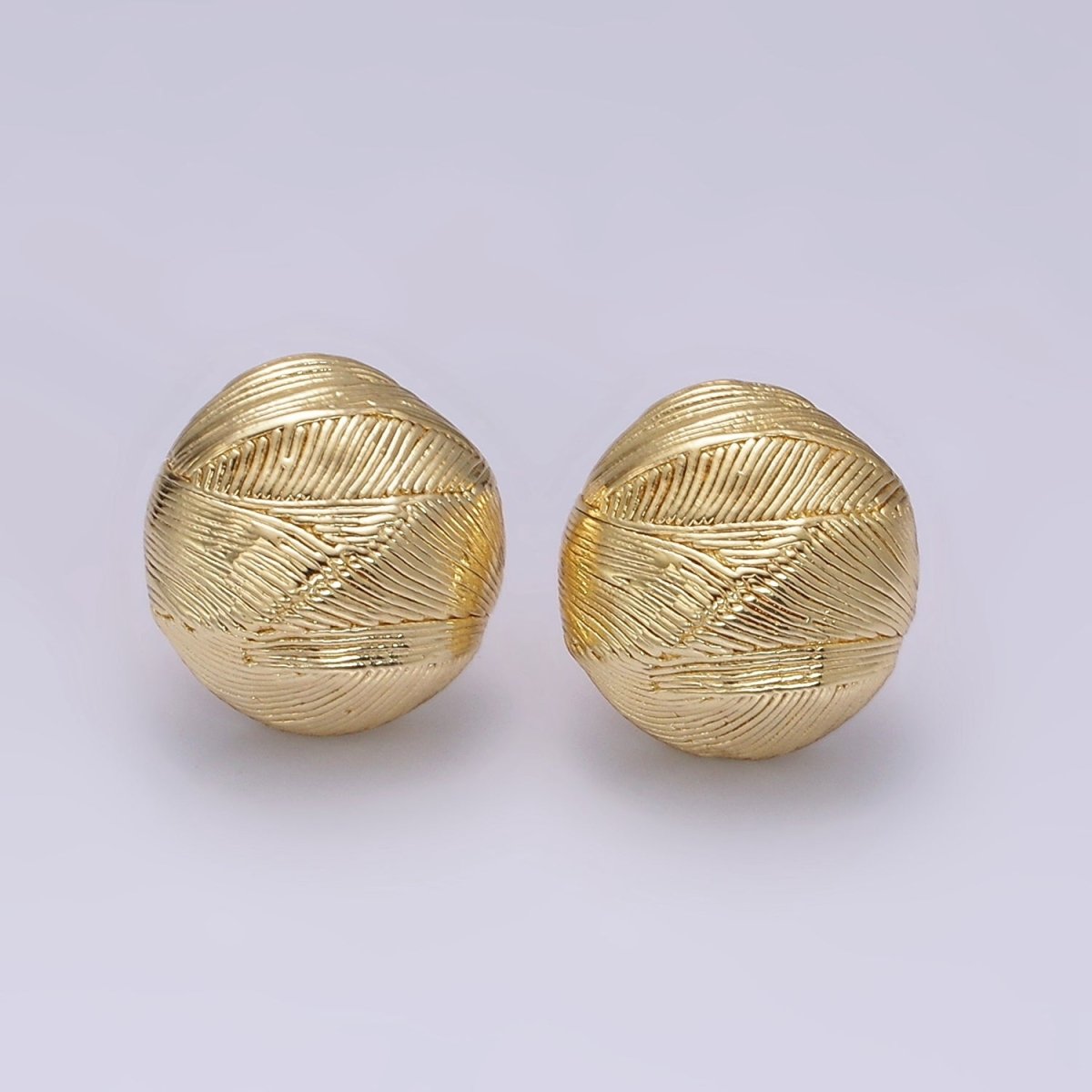 14K Gold Filled Lined Geometric Round Dome C-Shaped Hoop Earrings | V457 - DLUXCA