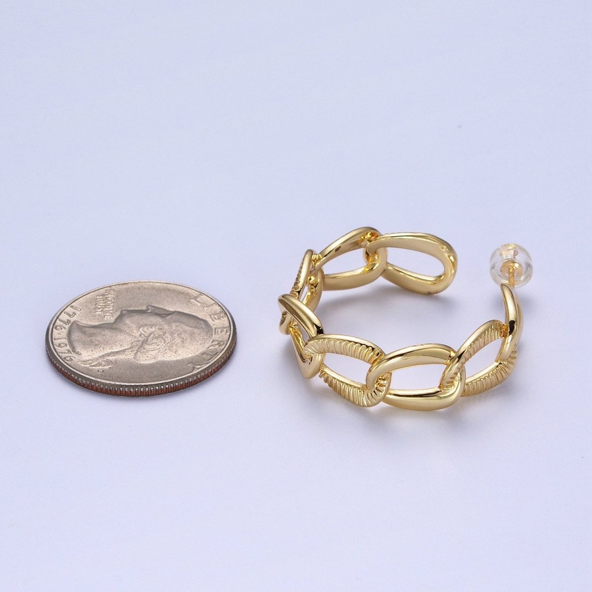 14k Gold Filled Link Chain Hoop Earring 30mm Hoops Earrings Silver Earring | AE1099 AE1100 - DLUXCA