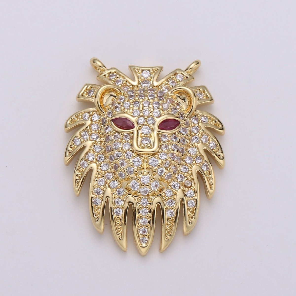 14k Gold Filled Lion Pendant Wildlife Animal Necklace Charm Micro Pave Lion Charm for Safari African Inspired Jewelry, D-473-D-474 - DLUXCA
