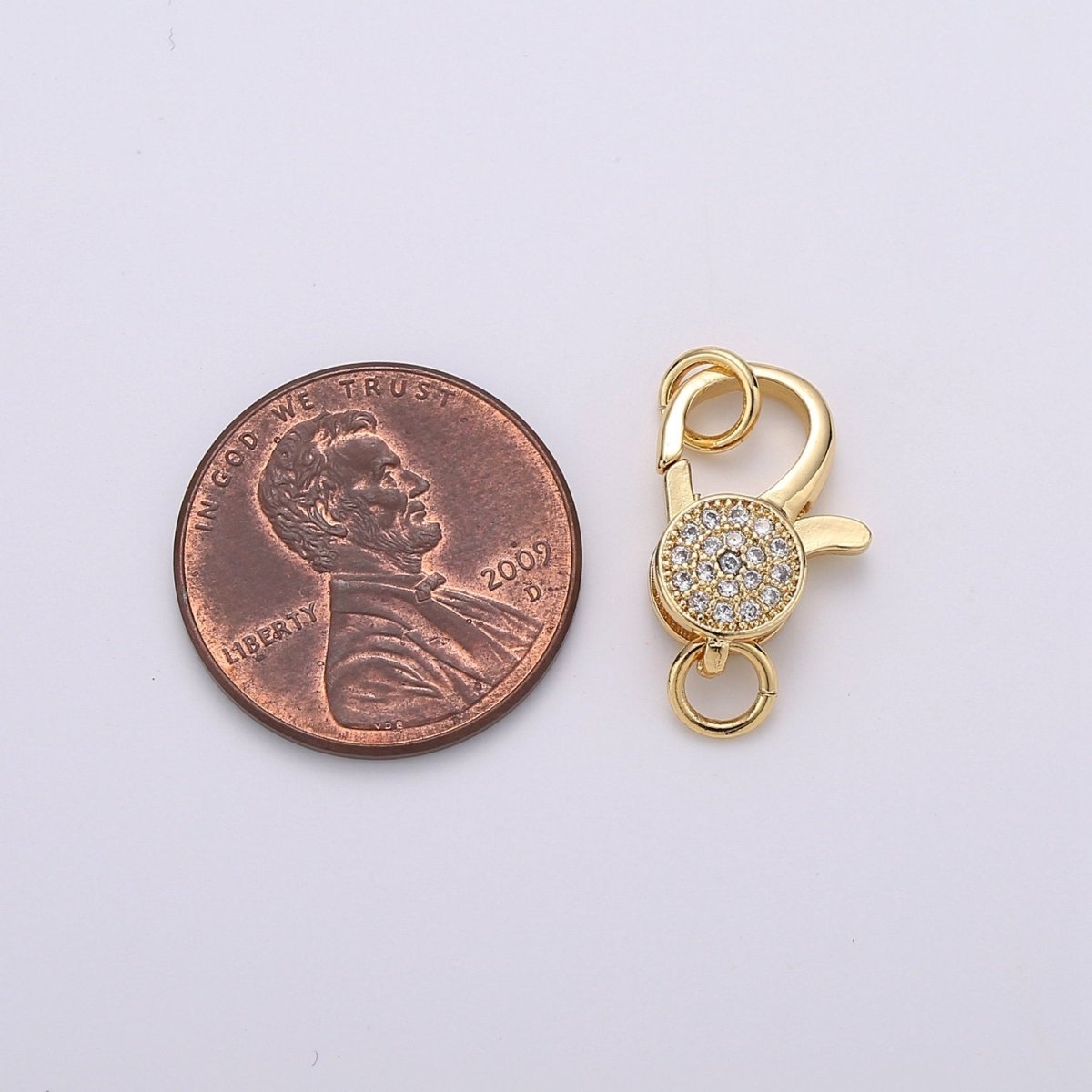 14k Gold Filled Lobster Clasp, CZ Clear Micro Pave Lobster Claw Clasp, Cubic Clasp Enhancer, DIY, Jewelry Making Supply 10x20mm K-914 - DLUXCA