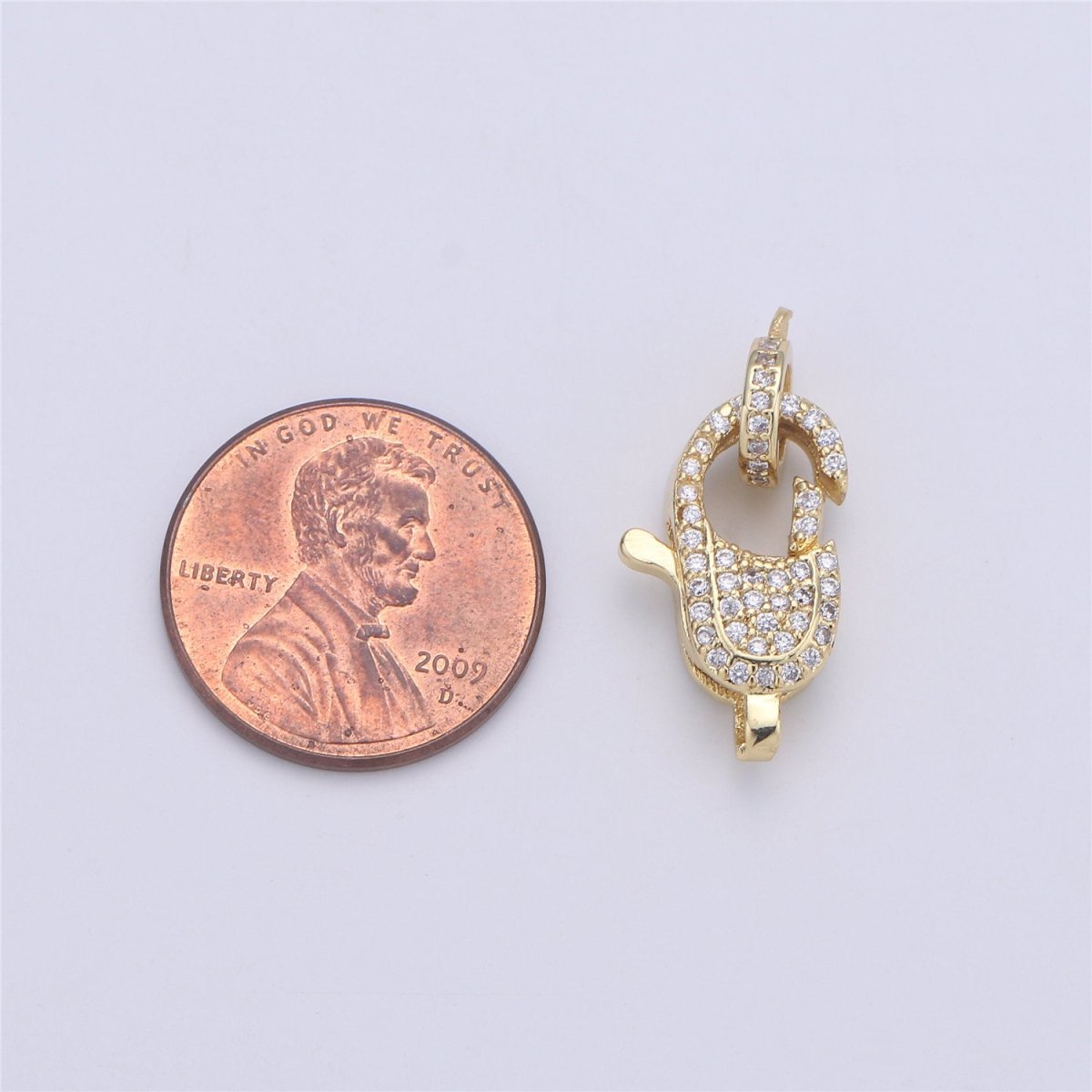 14k Gold Filled Lobster Clasp, CZ Clear Micro Pave Lobster Claw Clasp, Cubic Clasp Enhancer, DIY, Jewelry Making Supply 10x23mm K-430 K-383 - DLUXCA