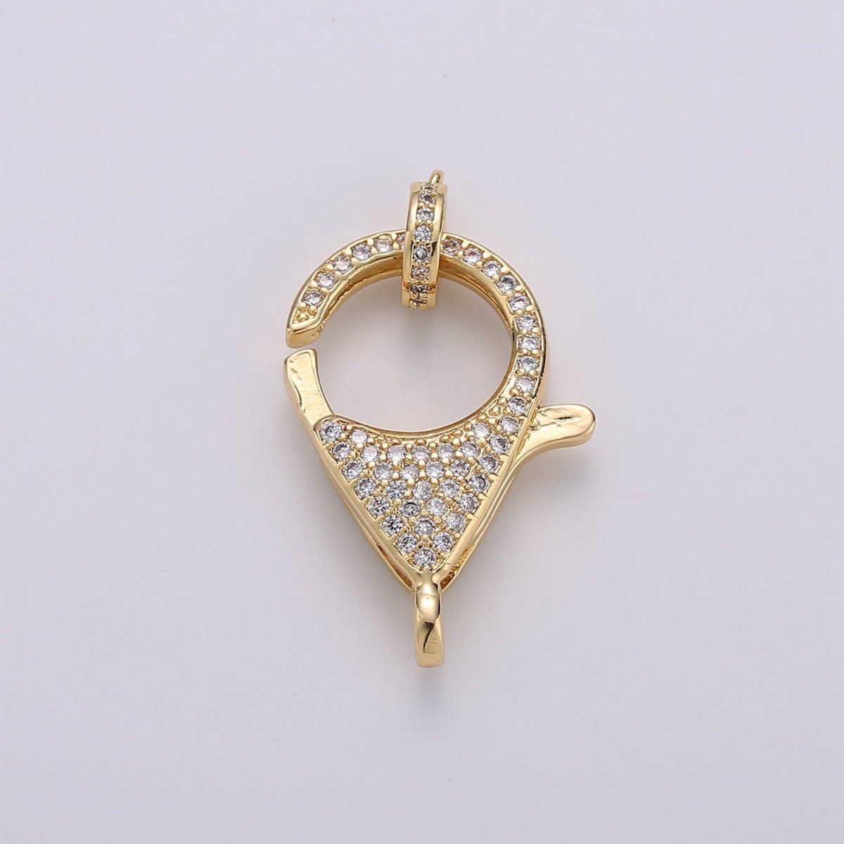 14k Gold Filled Lobster Clasp, CZ Clear Micro Pave Lobster End Clasp, Cubic Clasp Enhancer, DIY, Jewelry Making Supply 10x20mm K-915 - DLUXCA