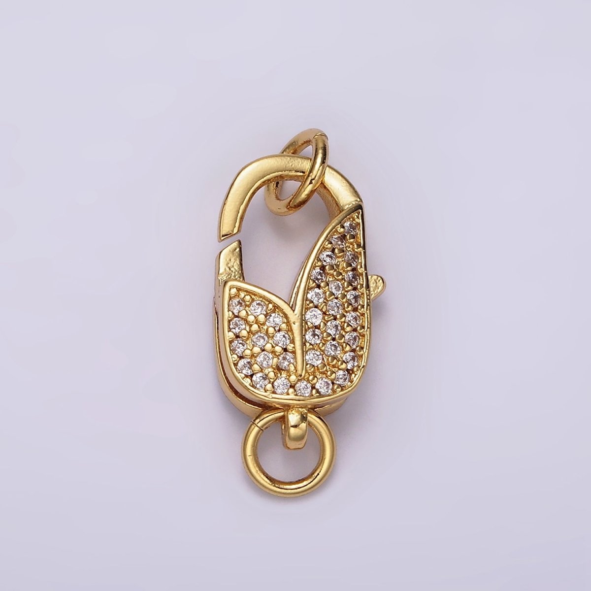 14K Gold Filled Lobster Claw Clasps Tulip Micro Paved CZ Jewelry Closure Findings Supply in Gold & Silver | Z-607 Z-608 - DLUXCA