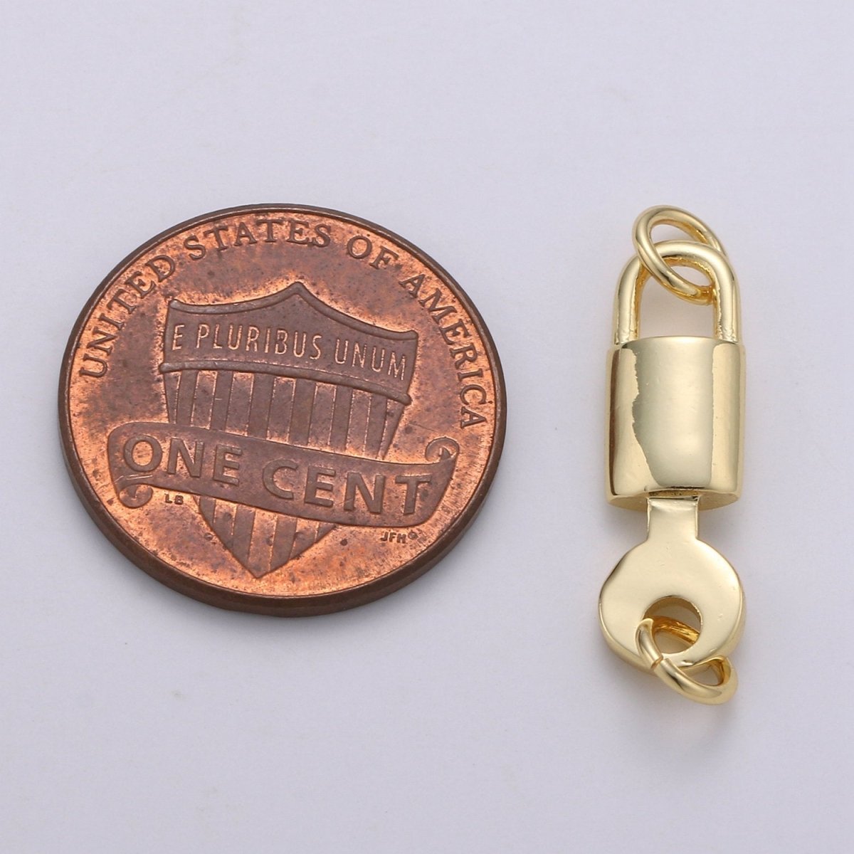 14k Gold Filled Lock Key Pendant Charm, Dainty Key Pendant Charm, Gold Filled Lock F-448 - DLUXCA