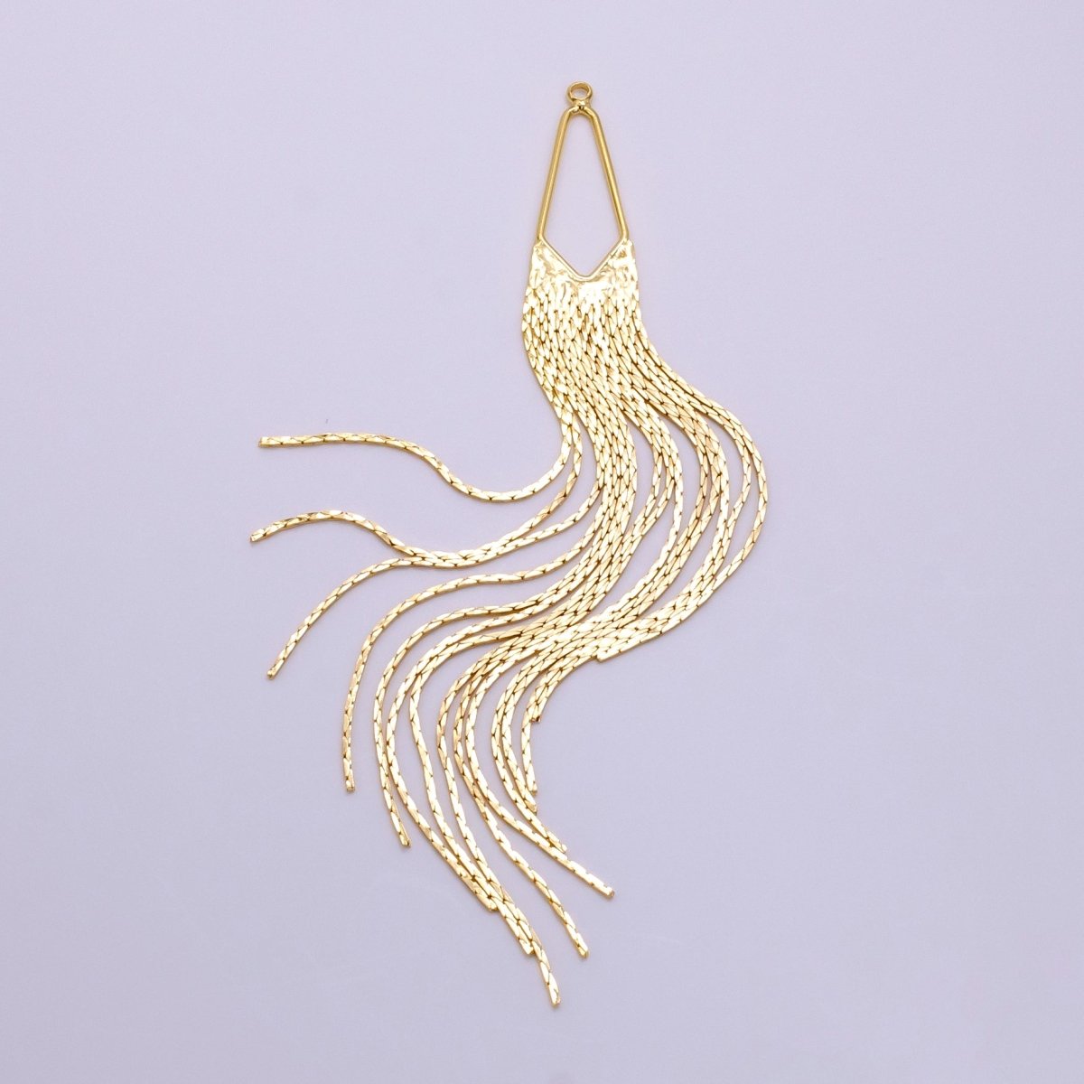 14k Gold Filled Long Fan Drop Earring Charm, Long Earrings, Charm only, No Gem Earring, Waterfall Earrings K-751 - DLUXCA