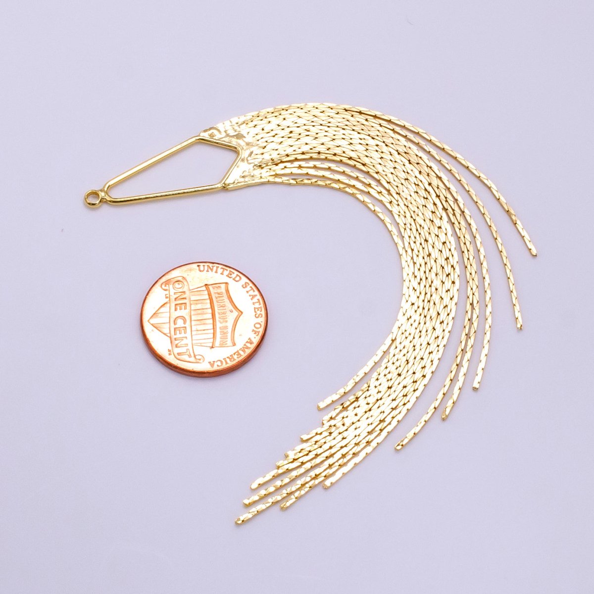 14k Gold Filled Long Fan Drop Earring Charm, Long Earrings, Charm only, No Gem Earring, Waterfall Earrings K-751 - DLUXCA