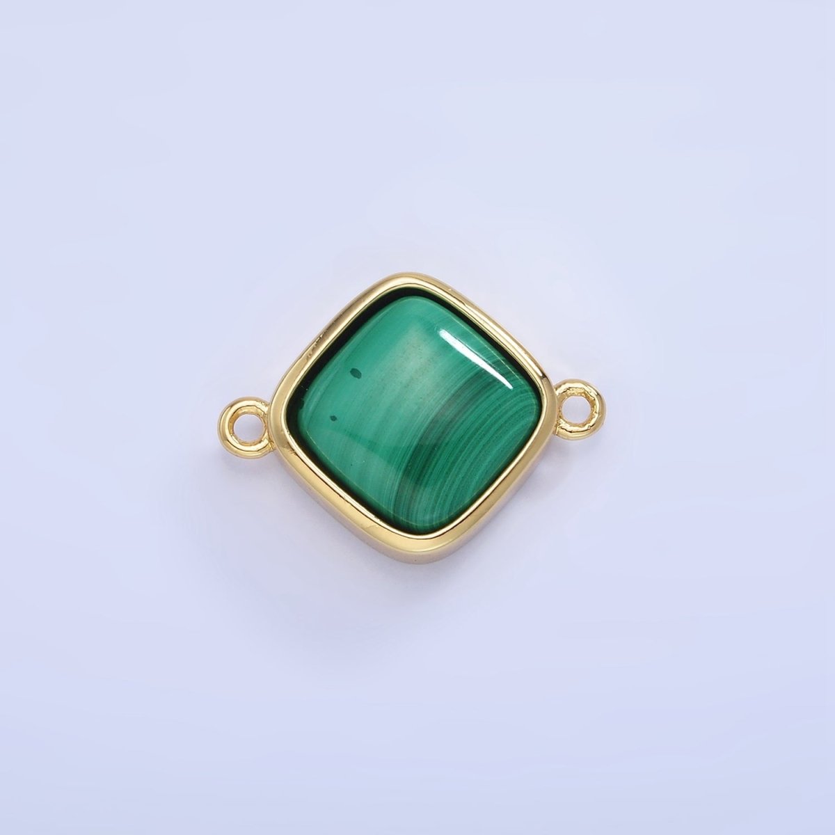 14K Gold Filled Malachite Rhombus Bezel Connector | G334 - DLUXCA