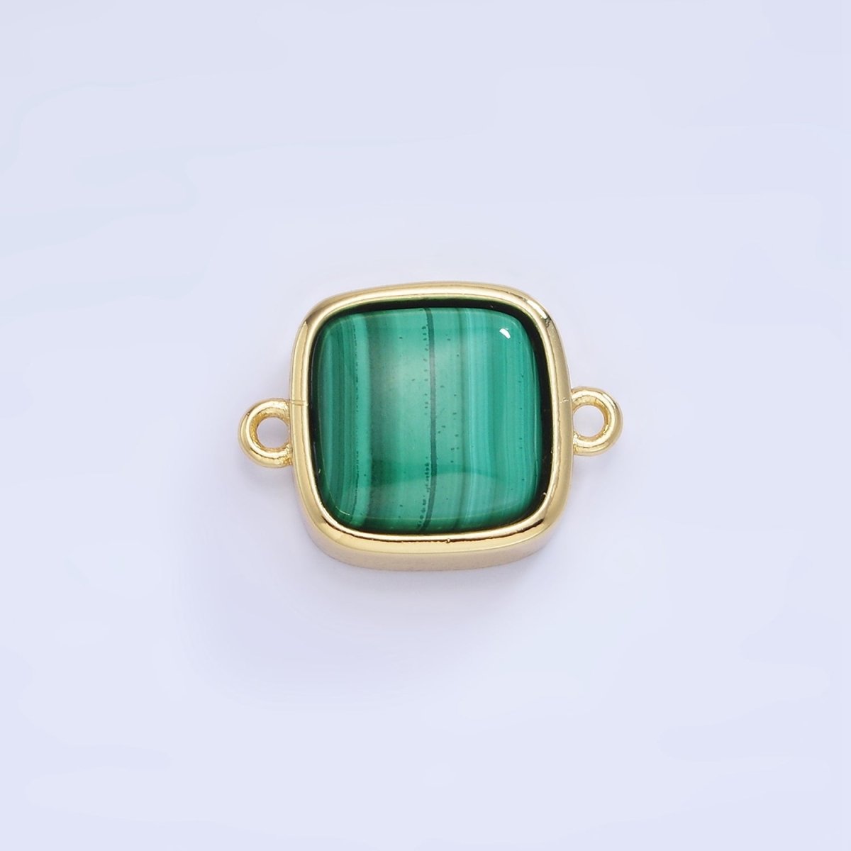 14K Gold Filled Malachite Square Bezel Connector | G333 - DLUXCA
