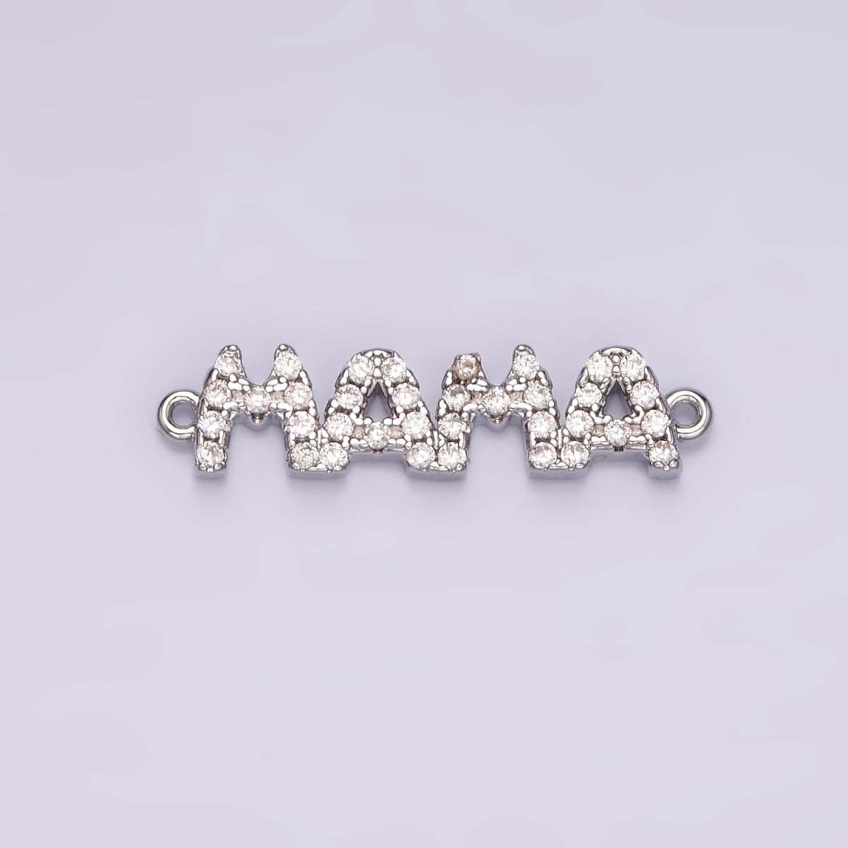 14K Gold Filled "MAMA" Micro Paved CZ Script Connector in Gold & Silver | G267 - DLUXCA