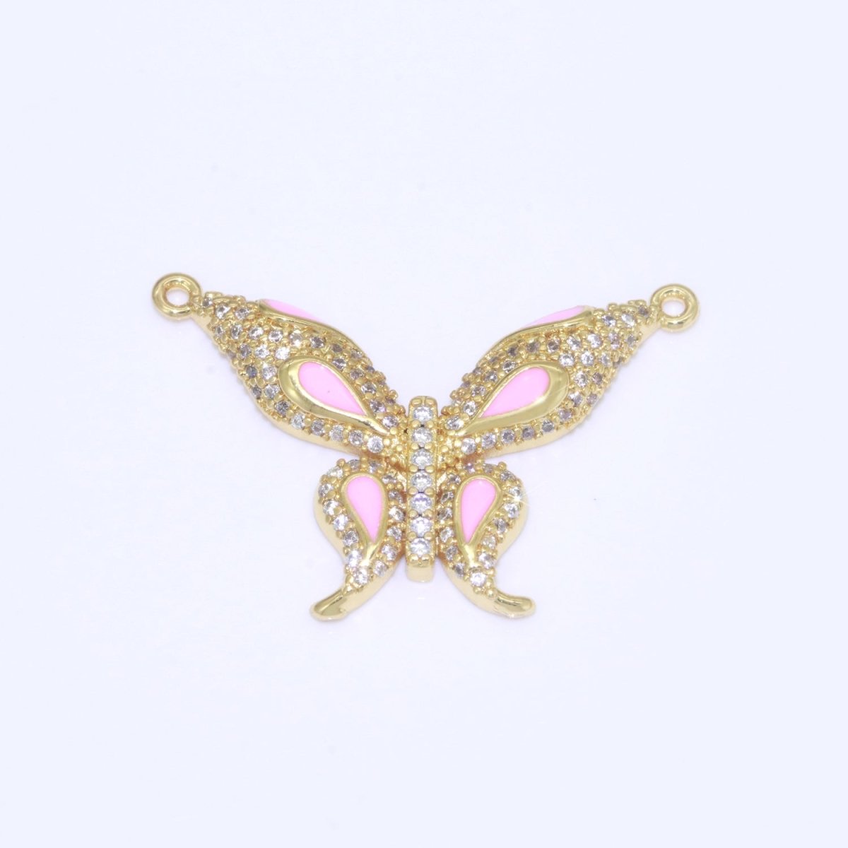 14K Gold Filled Mariposa Butterfly Charm Connector Enamel Butterfly Charm Cubic Zirconia Pendant for Necklace Component Link Connector F-892~F-901 - DLUXCA