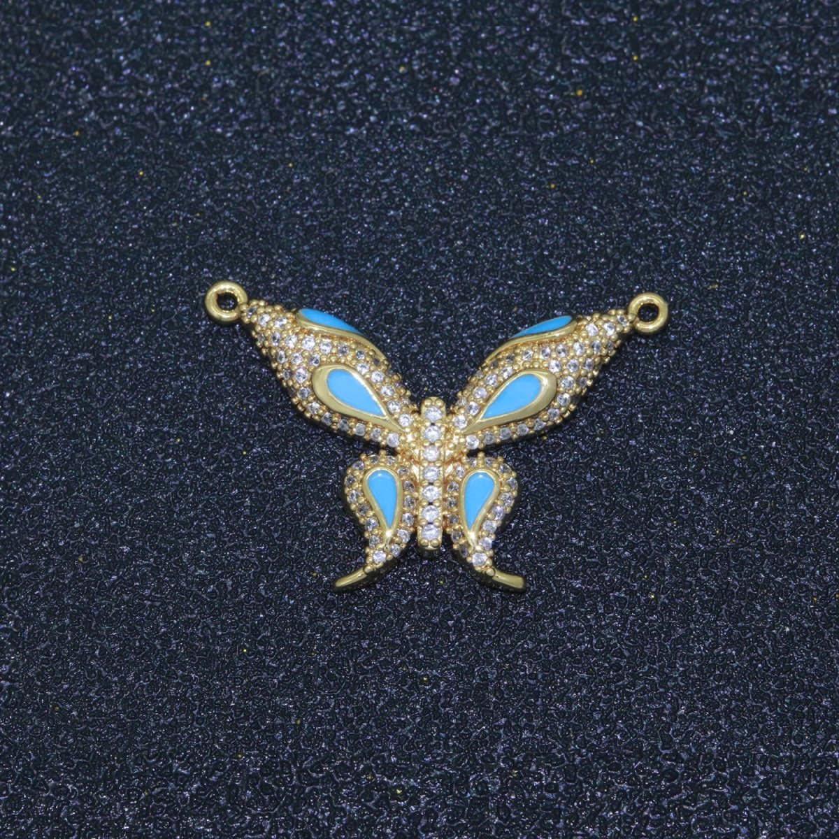 14K Gold Filled Mariposa Butterfly Charm Connector Enamel Butterfly Charm Cubic Zirconia Pendant for Necklace Component Link Connector F-892~F-901 - DLUXCA