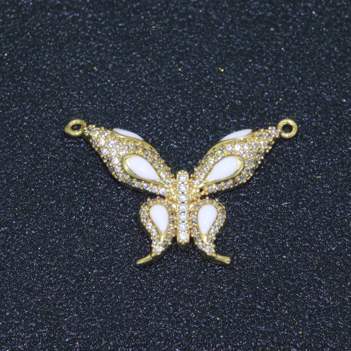 14K Gold Filled Mariposa Butterfly Charm Connector Enamel Butterfly Charm Cubic Zirconia Pendant for Necklace Component Link Connector F-892~F-901 - DLUXCA