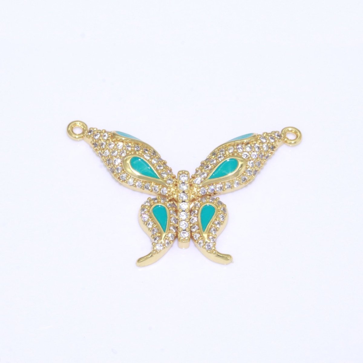 14K Gold Filled Mariposa Butterfly Charm Connector Enamel Butterfly Charm Cubic Zirconia Pendant for Necklace Component Link Connector F-892~F-901 - DLUXCA
