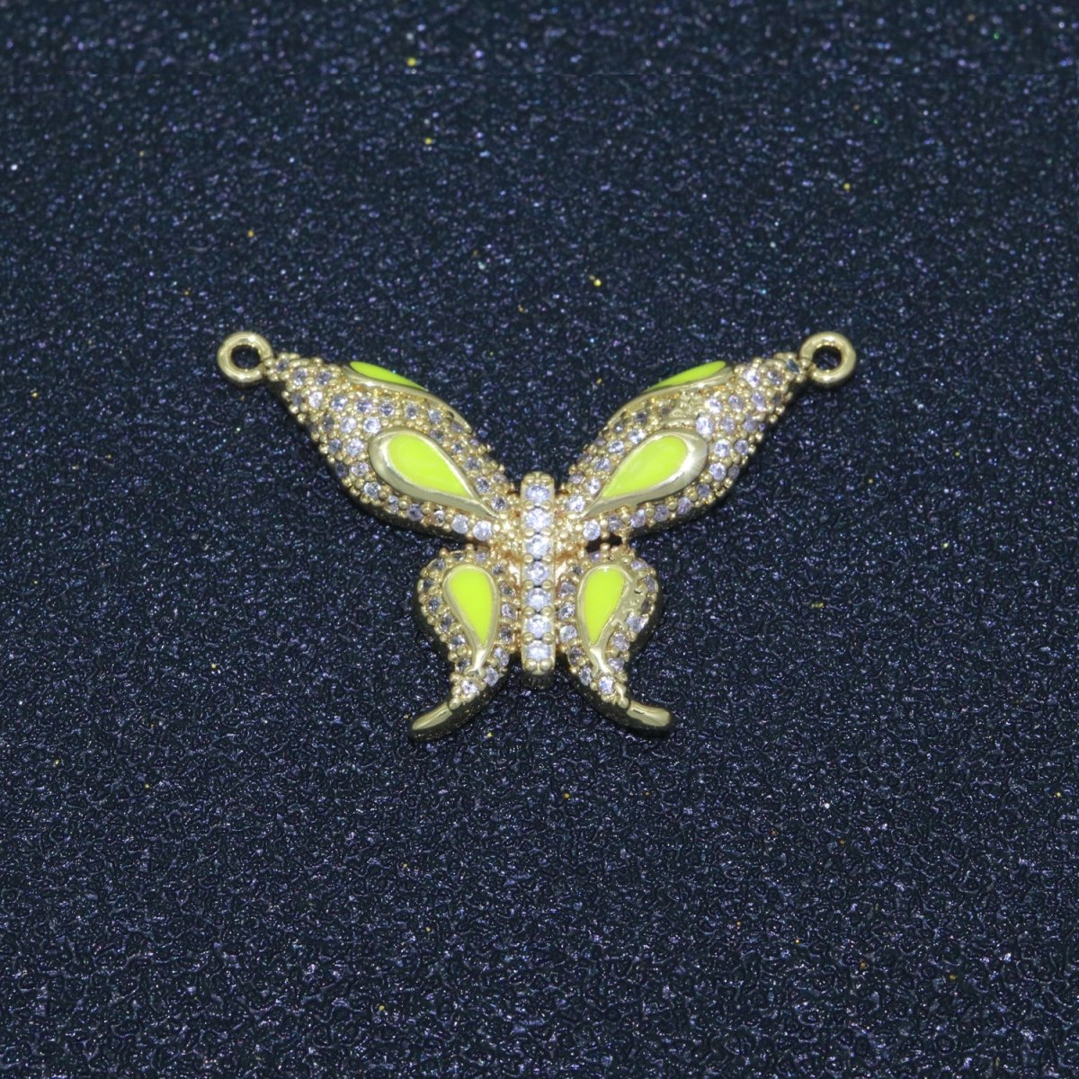 14K Gold Filled Mariposa Butterfly Charm Connector Enamel Butterfly Charm Cubic Zirconia Pendant for Necklace Component Link Connector F-892~F-901 - DLUXCA