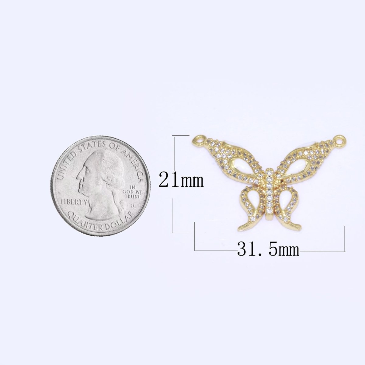 14K Gold Filled Mariposa Butterfly Charm Connector Enamel Butterfly Charm Cubic Zirconia Pendant for Necklace Component Link Connector F-892~F-901 - DLUXCA