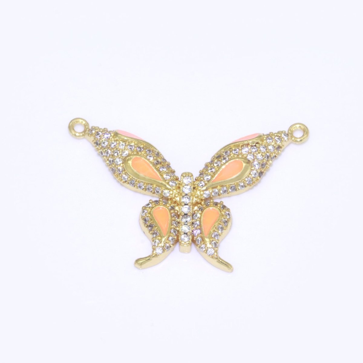 14K Gold Filled Mariposa Butterfly Charm Connector Enamel Butterfly Charm Cubic Zirconia Pendant for Necklace Component Link Connector F-892~F-901 - DLUXCA