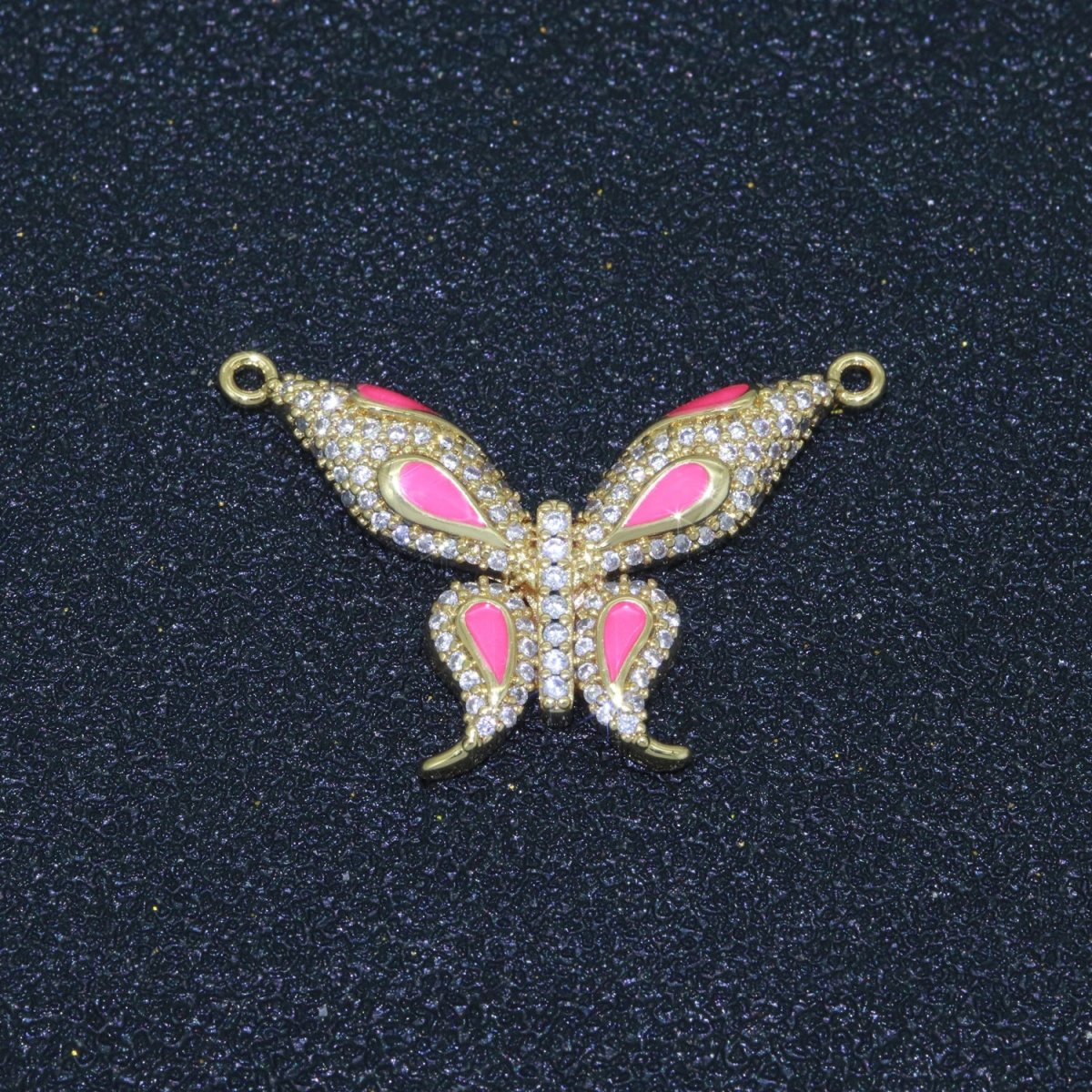 14K Gold Filled Mariposa Butterfly Charm Connector Enamel Butterfly Charm Cubic Zirconia Pendant for Necklace Component Link Connector F-892~F-901 - DLUXCA
