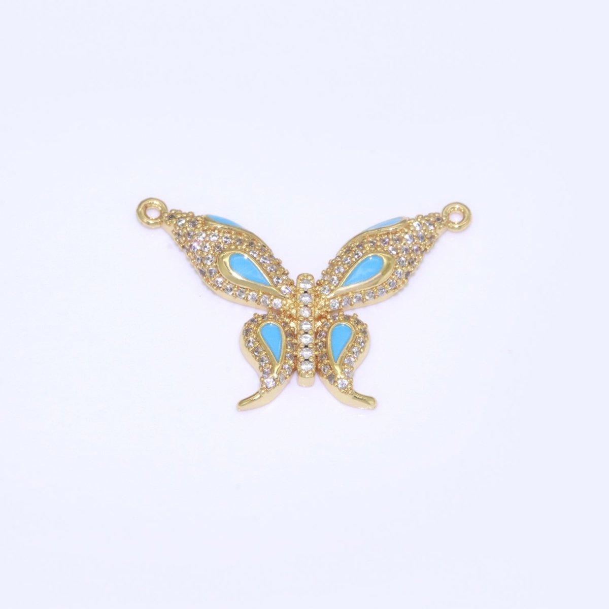 14K Gold Filled Mariposa Butterfly Charm Connector Enamel Butterfly Charm Cubic Zirconia Pendant for Necklace Component Link Connector F-892~F-901 - DLUXCA