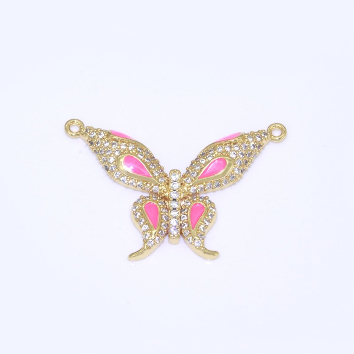 14K Gold Filled Mariposa Butterfly Charm Connector Enamel Butterfly Charm Cubic Zirconia Pendant for Necklace Component Link Connector F-892~F-901 - DLUXCA