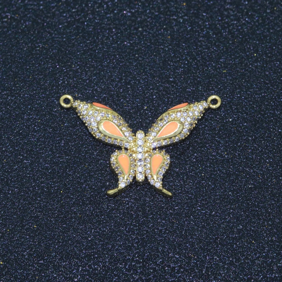14K Gold Filled Mariposa Butterfly Charm Connector Enamel Butterfly Charm Cubic Zirconia Pendant for Necklace Component Link Connector F-892~F-901 - DLUXCA