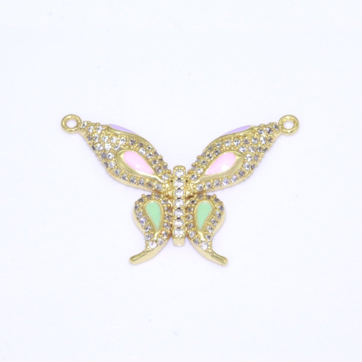 14K Gold Filled Mariposa Butterfly Charm Connector Enamel Butterfly Charm Cubic Zirconia Pendant for Necklace Component Link Connector F-892~F-901 - DLUXCA