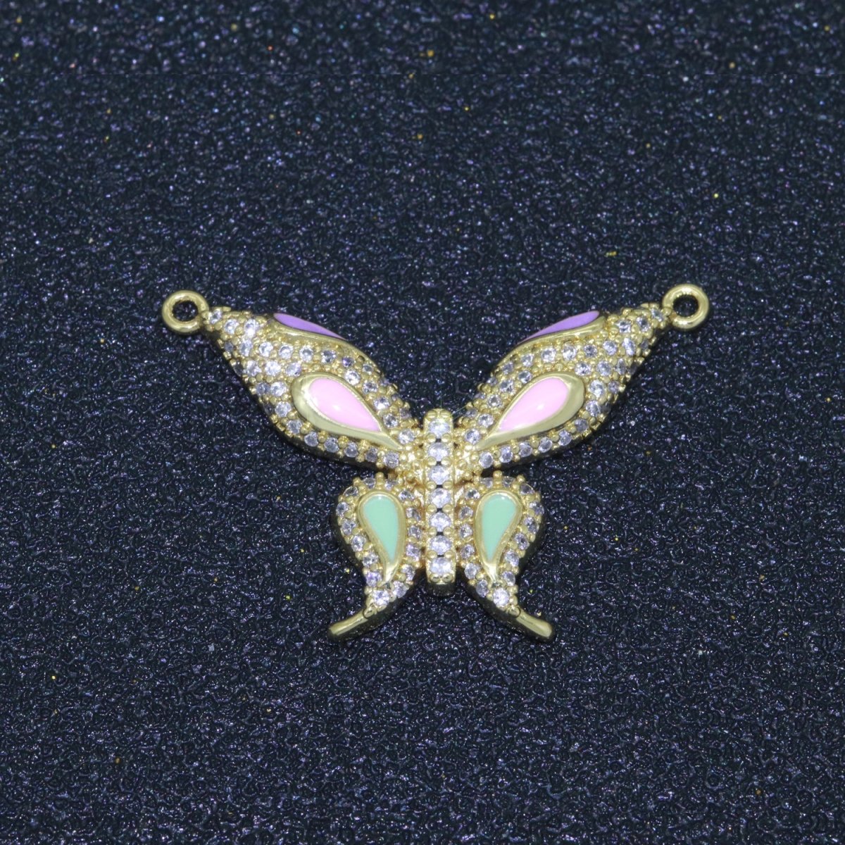 14K Gold Filled Mariposa Butterfly Charm Connector Enamel Butterfly Charm Cubic Zirconia Pendant for Necklace Component Link Connector F-892~F-901 - DLUXCA