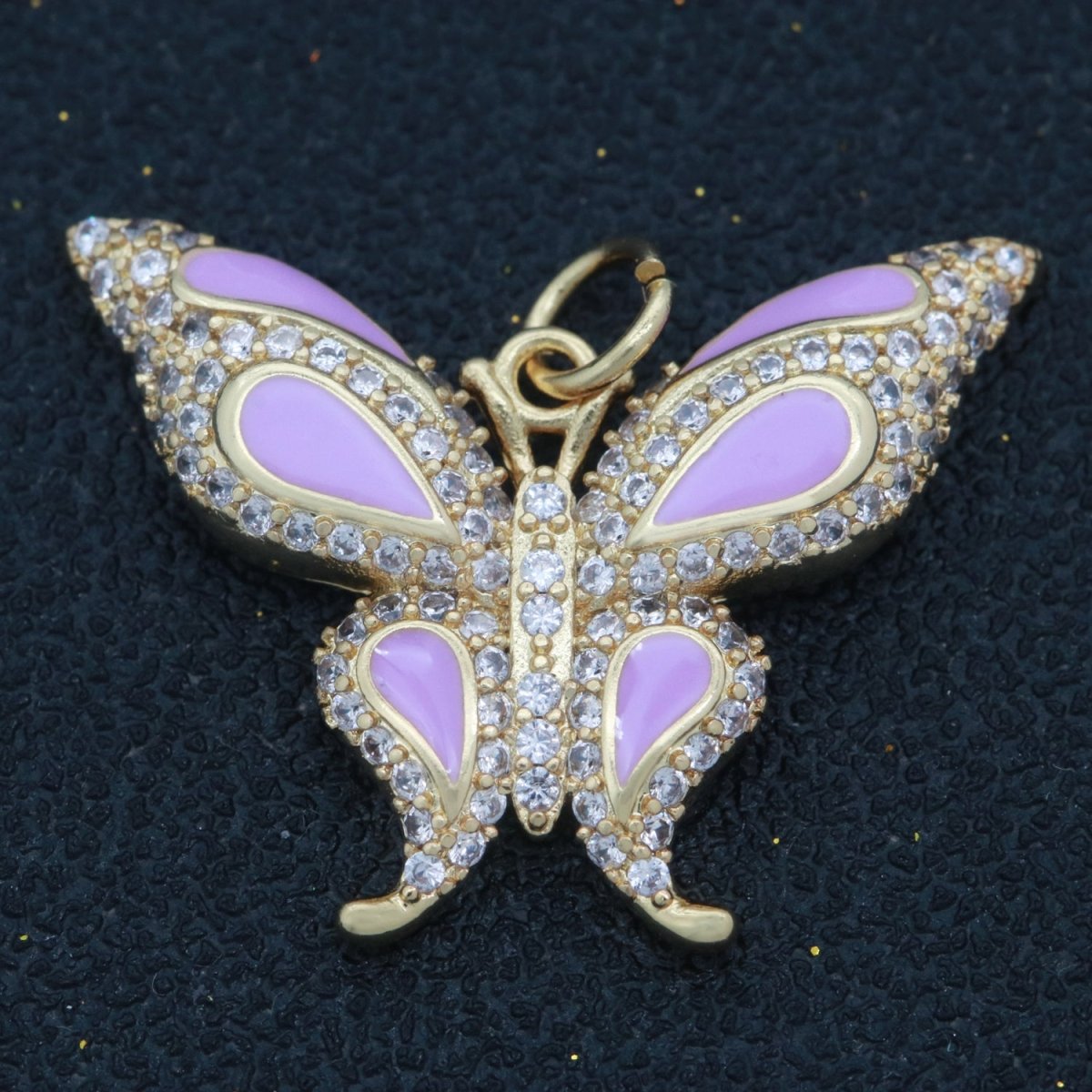 14K Gold Filled Mariposa Butterfly Charm Enamel Butterfly Pendant Cubic Zirconia Pendant for Necklace Component Monarch Insect Inspired M-613 - M-616 - DLUXCA
