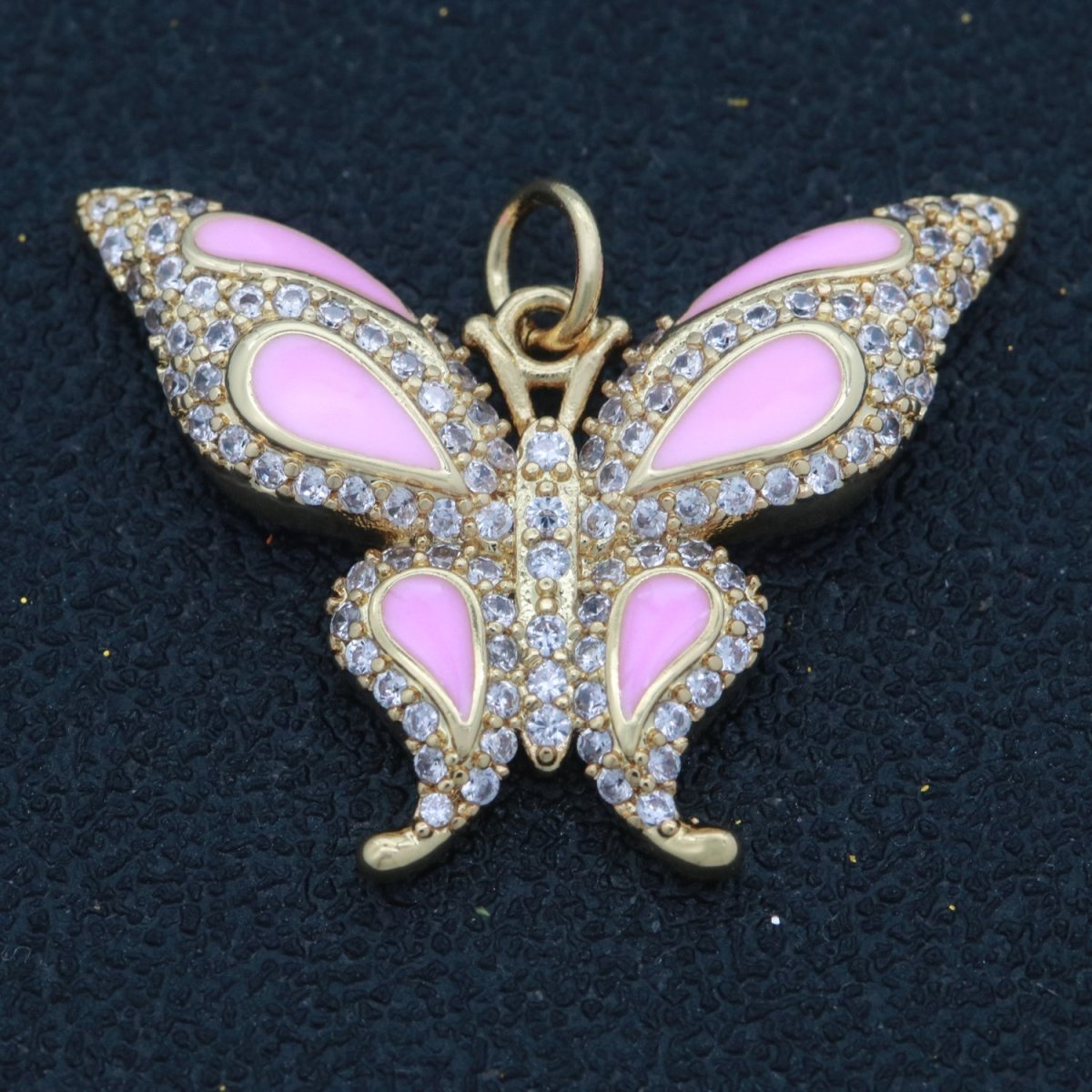 14K Gold Filled Mariposa Butterfly Charm Enamel Butterfly Pendant Cubic Zirconia Pendant for Necklace Component Monarch Insect Inspired M-613 - M-616 - DLUXCA