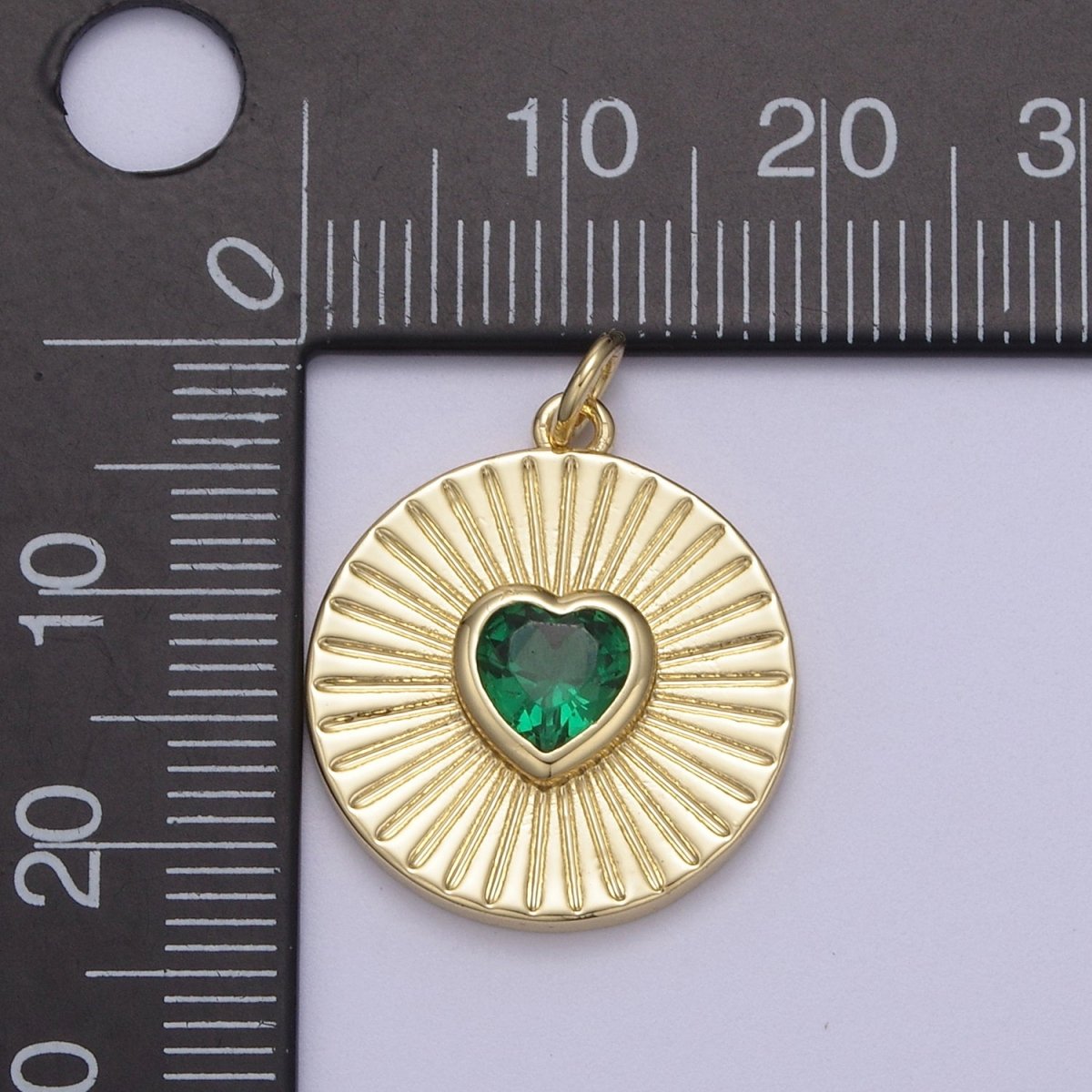 14K Gold Filled Medallion Charm Cubic Zirconia Micro Pave Heart Pendant For Minimalist Jewelry N-631 N-632 - DLUXCA