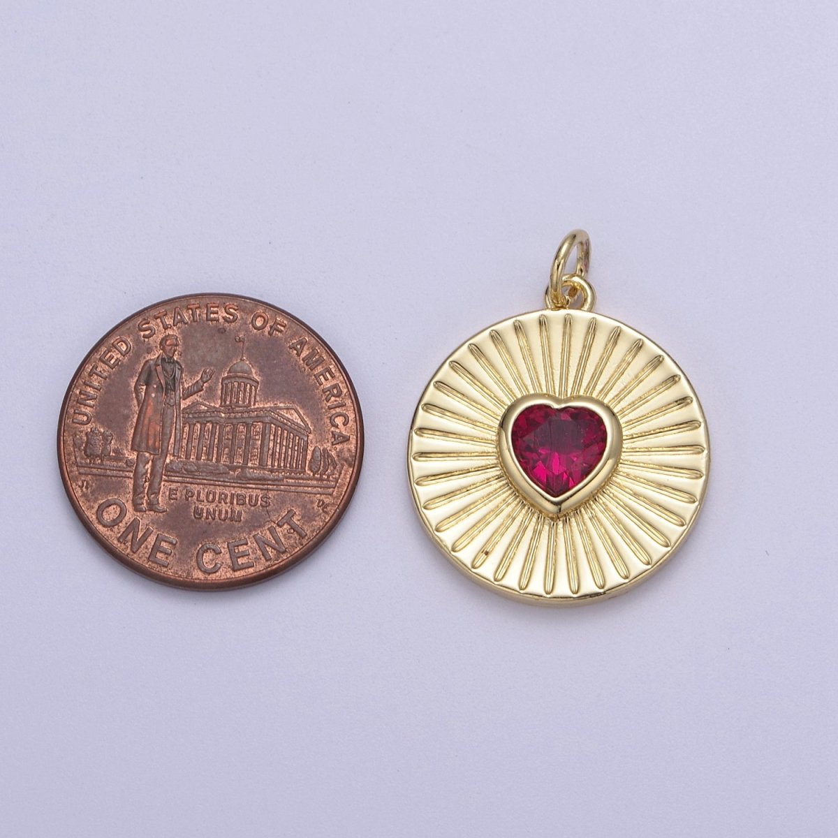 14K Gold Filled Medallion Charm Cubic Zirconia Micro Pave Heart Pendant For Minimalist Jewelry N-631 N-632 - DLUXCA