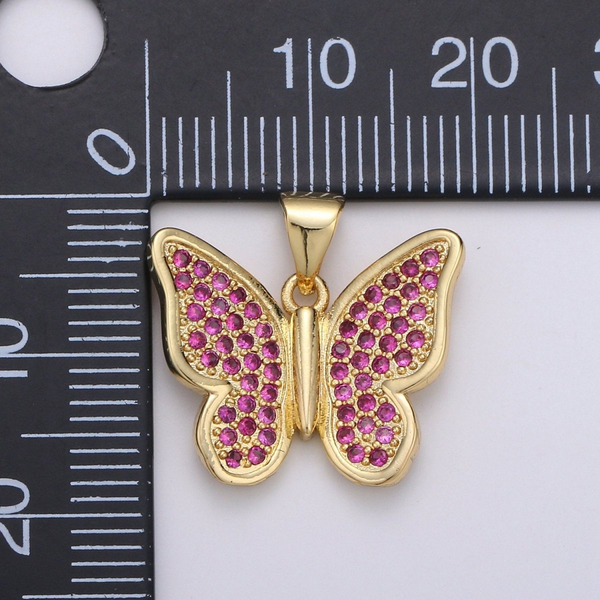 14k Gold Filled Micro Pave CZ Butterfly Pendant Charm, Micro Pave CZ Butterfly Pendant Charm, Gold Filled Pendant, Cluster CZ Pendant J-063~J-065 - DLUXCA