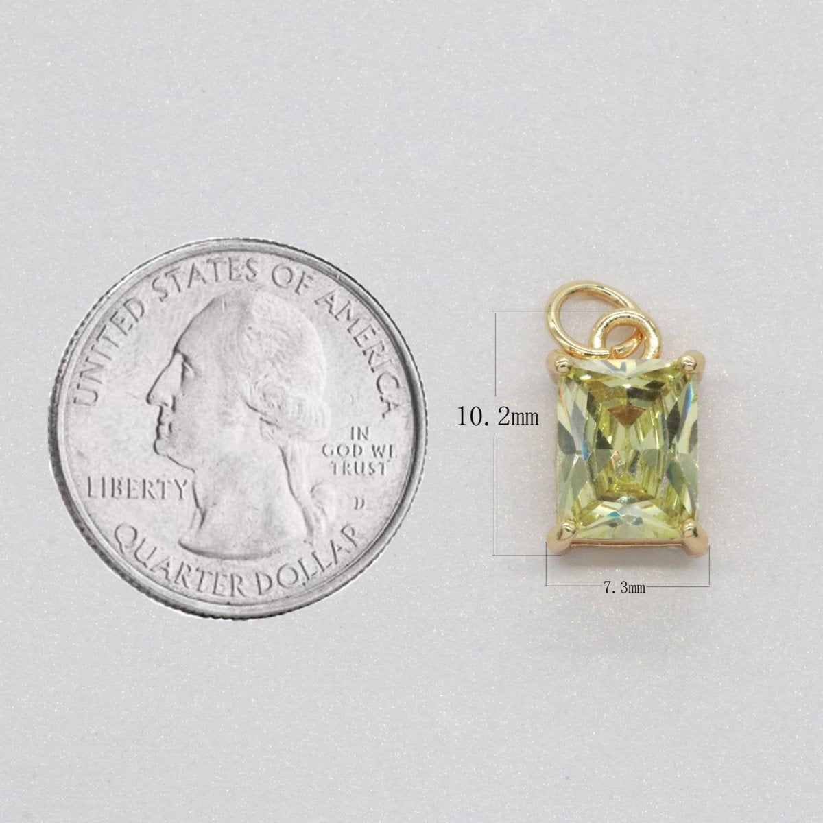 14k Gold Filled Micro Pave CZ Geometric Pendant Charm Emerald Cut Birthstone Add on charm E-881-E-891 C-369 - DLUXCA