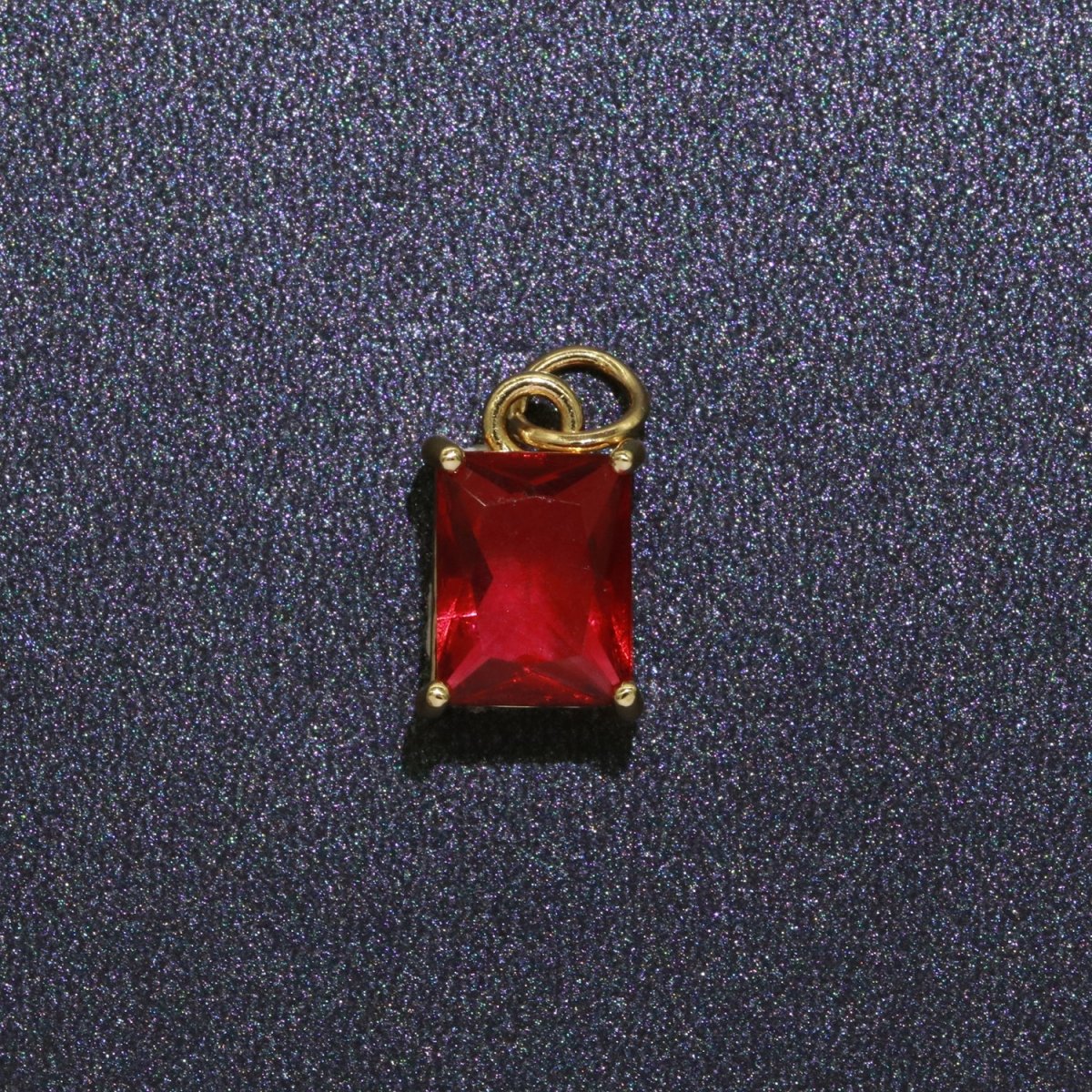 14k Gold Filled Micro Pave CZ Geometric Pendant Charm Emerald Cut Birthstone Add on charm E-881-E-891 C-369 - DLUXCA