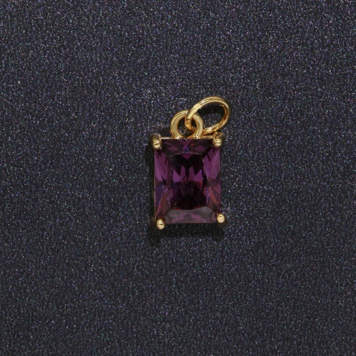 14k Gold Filled Micro Pave CZ Geometric Pendant Charm Emerald Cut Birthstone Add on charm E-881-E-891 C-369 - DLUXCA