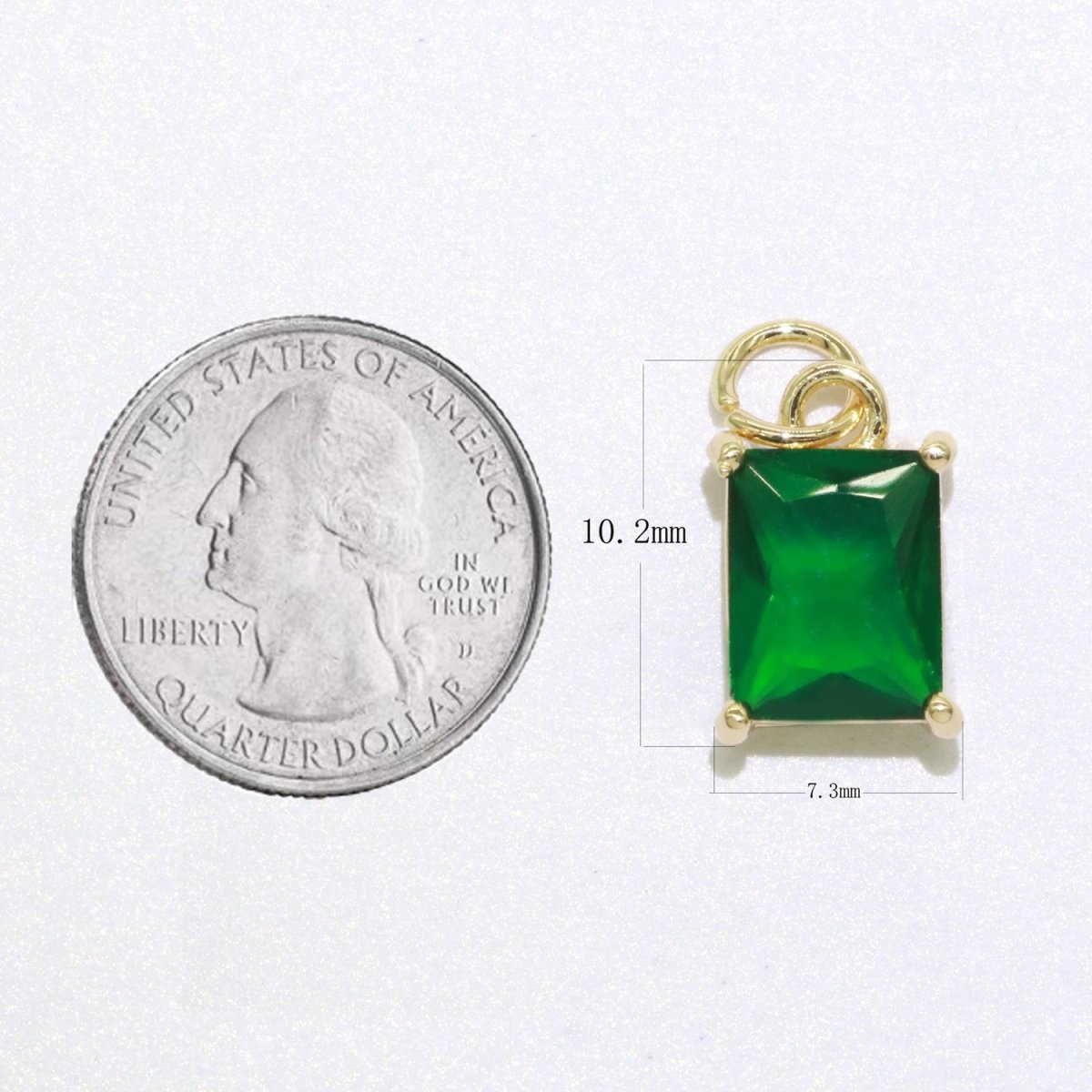 14k Gold Filled Micro Pave CZ Geometric Pendant Charm Emerald Cut Birthstone Add on charm E-881-E-891 C-369 - DLUXCA