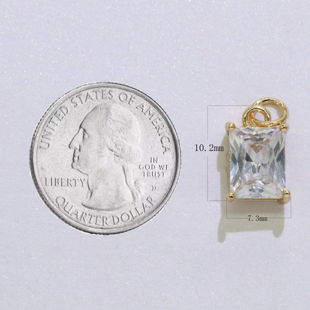 14k Gold Filled Micro Pave CZ Geometric Pendant Charm Emerald Cut Birthstone Add on charm E-881-E-891 C-369 - DLUXCA