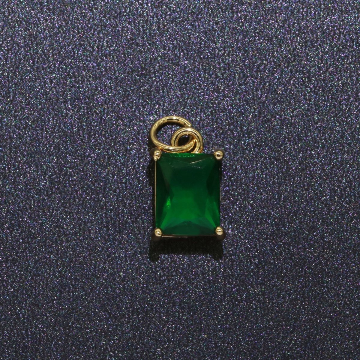 14k Gold Filled Micro Pave CZ Geometric Pendant Charm Emerald Cut Birthstone Add on charm E-881-E-891 C-369 - DLUXCA