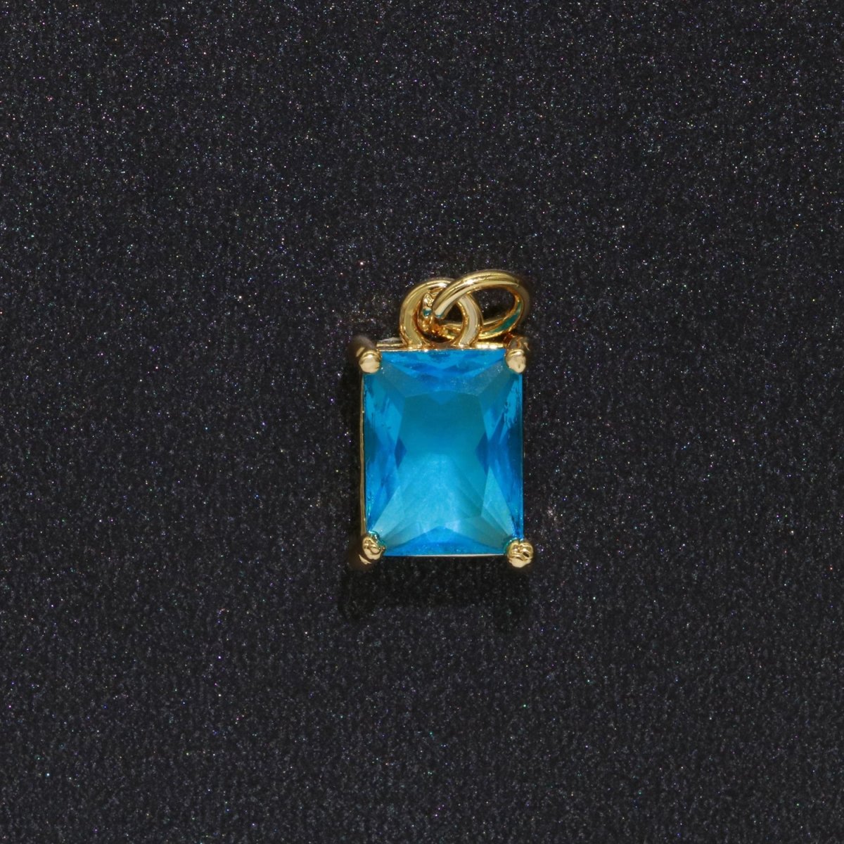 14k Gold Filled Micro Pave CZ Geometric Pendant Charm Emerald Cut Birthstone Add on charm E-881-E-891 C-369 - DLUXCA