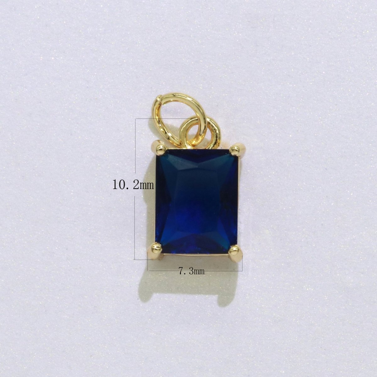 14k Gold Filled Micro Pave CZ Geometric Pendant Charm Emerald Cut Birthstone Add on charm E-881-E-891 C-369 - DLUXCA