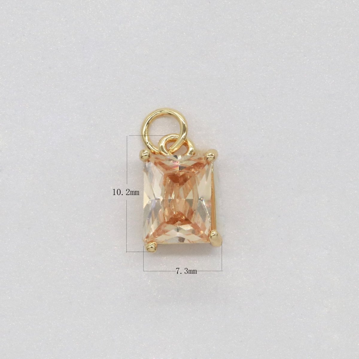 14k Gold Filled Micro Pave CZ Geometric Pendant Charm Emerald Cut Birthstone Add on charm E-881-E-891 C-369 - DLUXCA